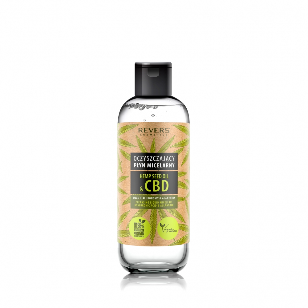 Cleansing Micellar Liquid with Natural Hemp Oil CBD Revers Cosmetics