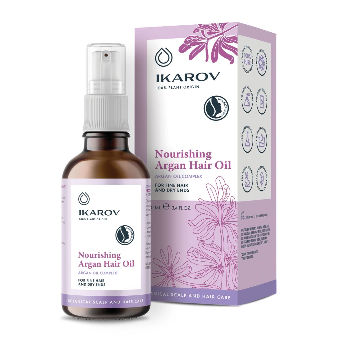 Nourishing hair oil with argan for fine hair and dry ends Ikarov
